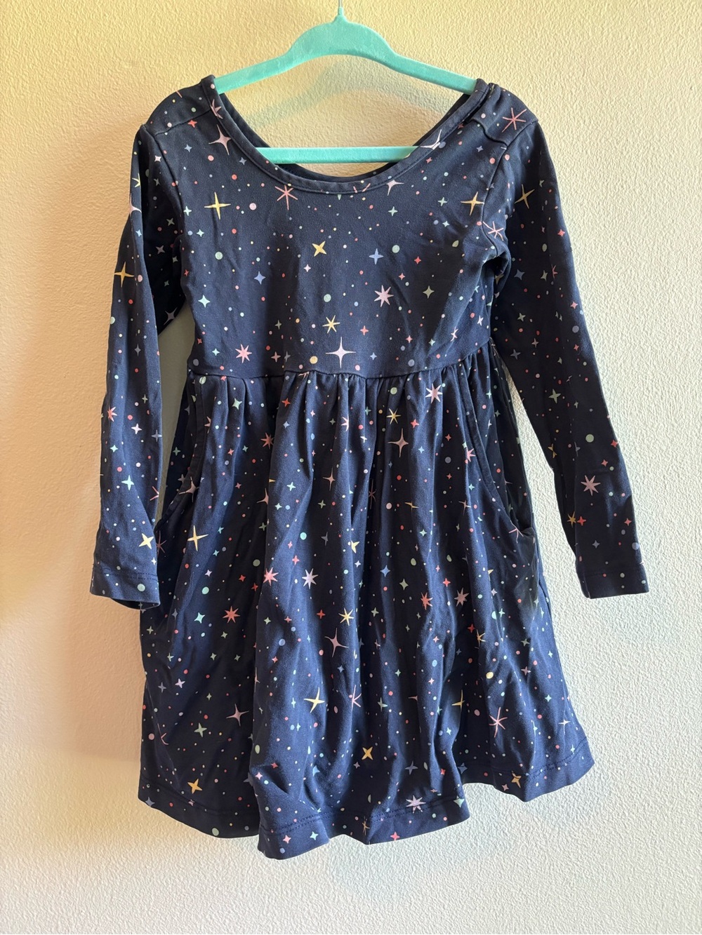 Hanna Andersson Navy Starfield Long-Sleeve Dress with Pockets